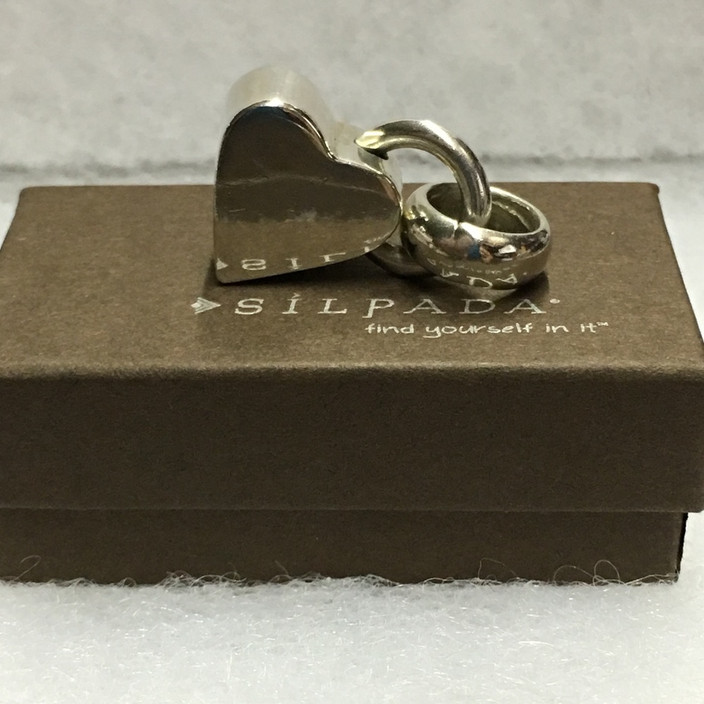 Silpada Solid Sterling SIlver Chunky Heart Pendant